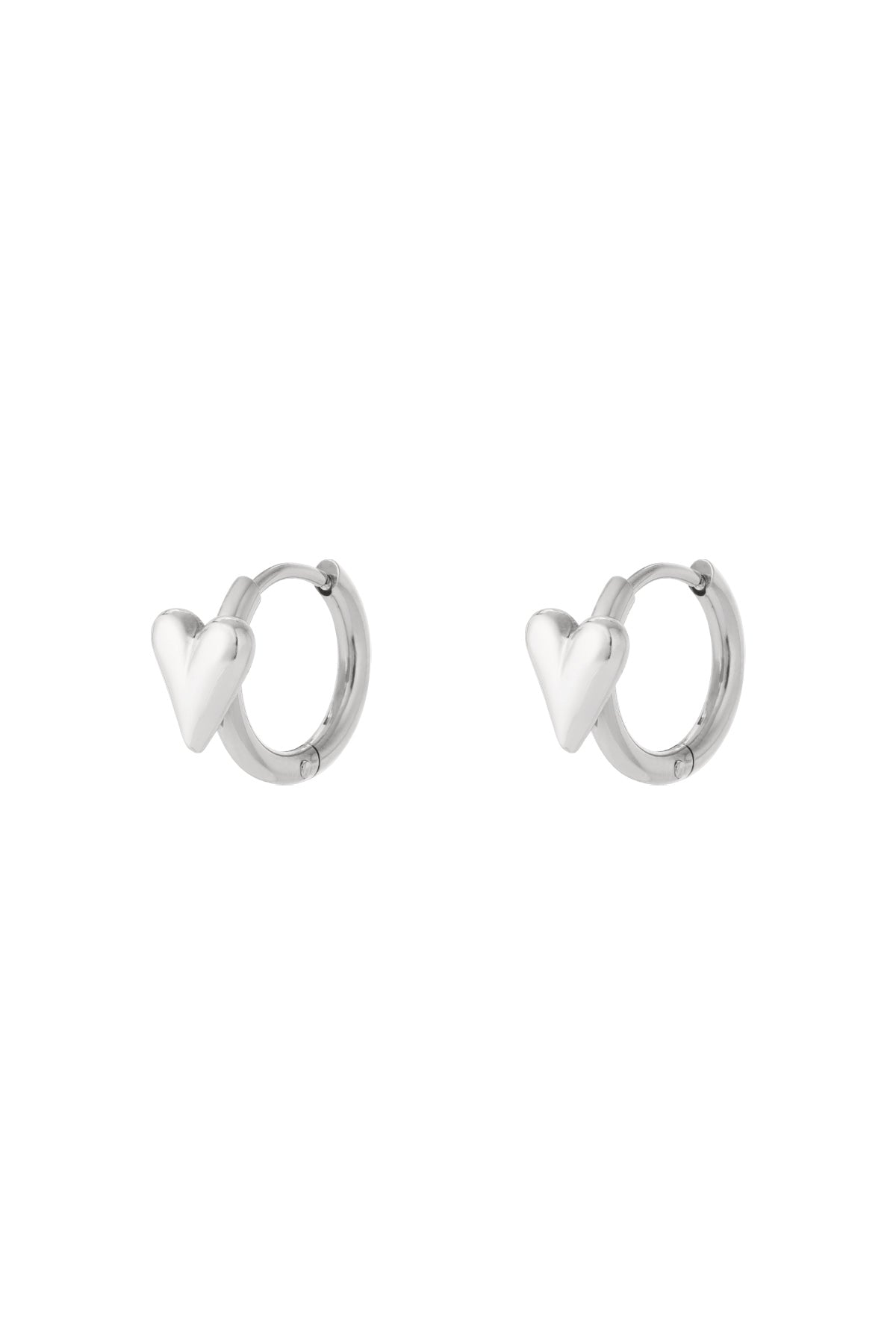 Mina minimalist silver hoop earrings displayed on a white background from Sorea Fashion.