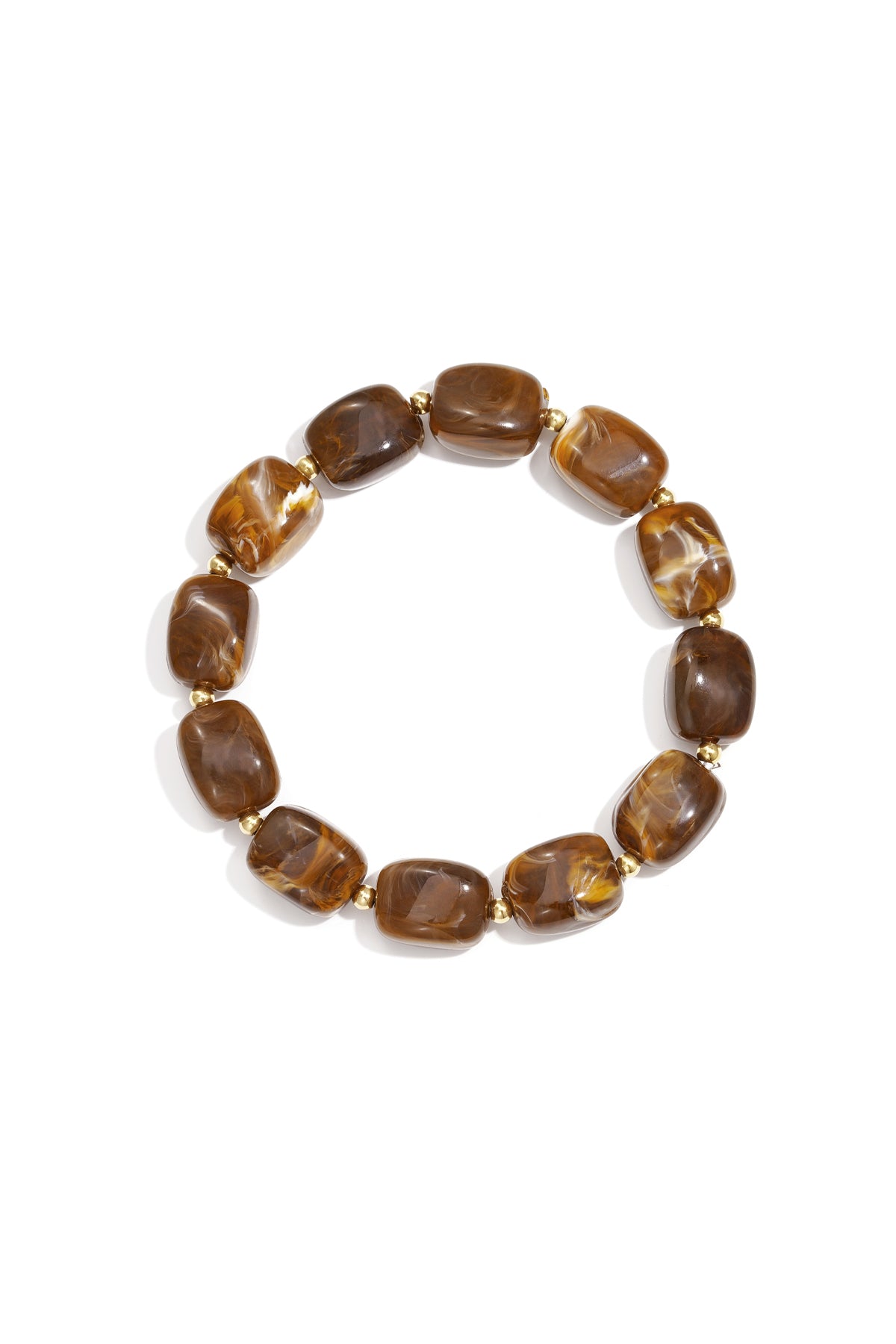 Brown Kaia bracelet featuring round beads with a glossy finish displayed on a white background from Sorea Fashion.