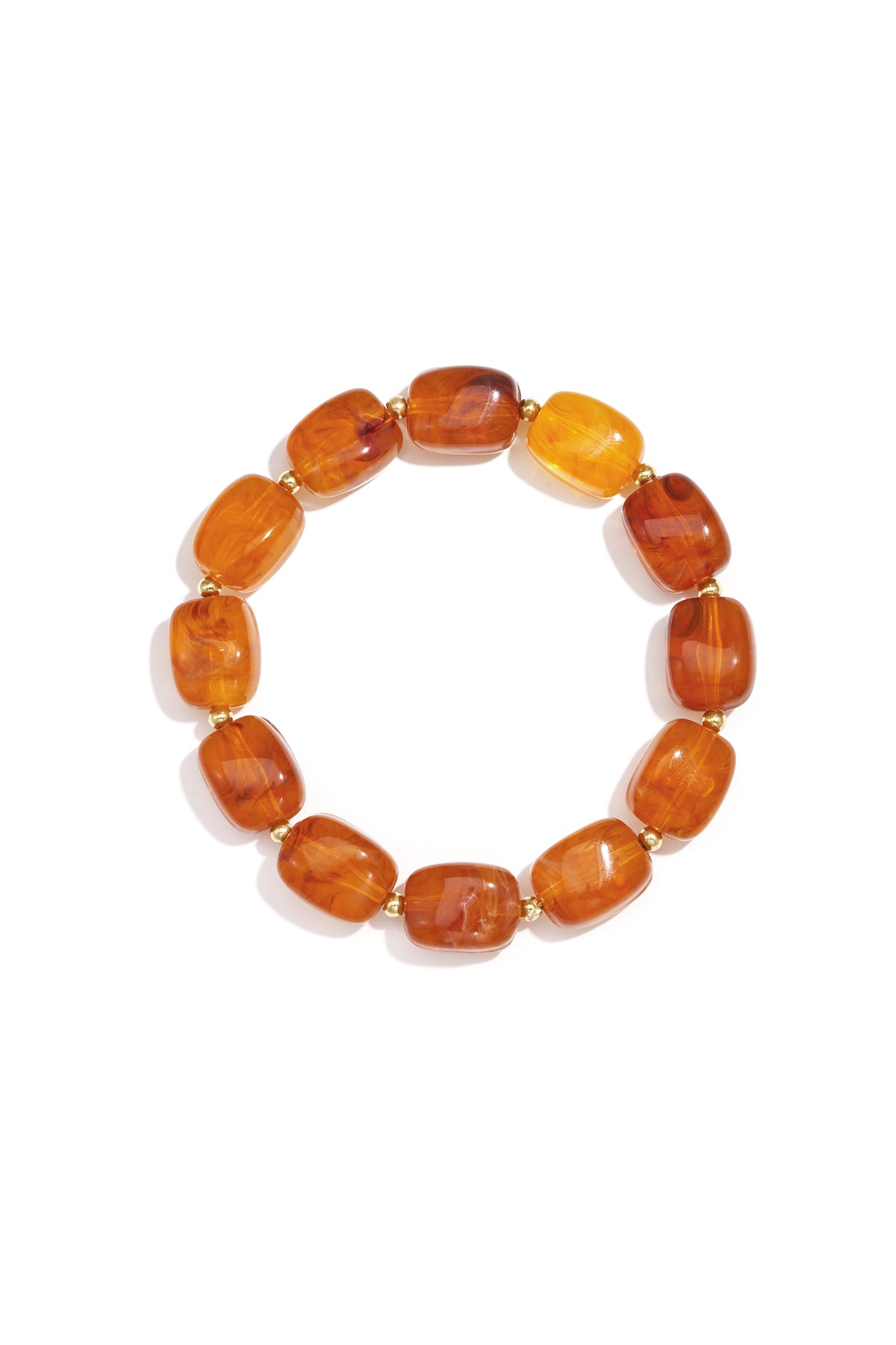 Orange Kaia bracelet featuring glossy round beads displayed on a white background from Sorea Fashion.