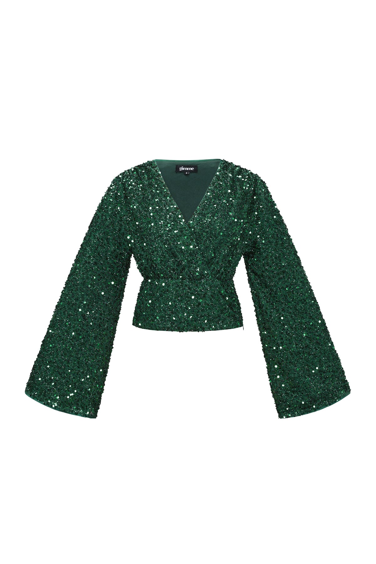 Dark green Livia long sleeve top with a fitted silhouette shown on a white background from Sorea Fashion.