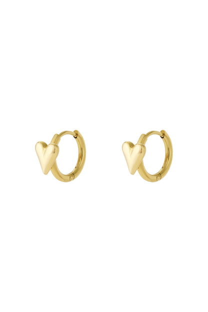 Gold minimalist hoop earrings displayed on a white background, Mina earrings from Sorea Fashion.